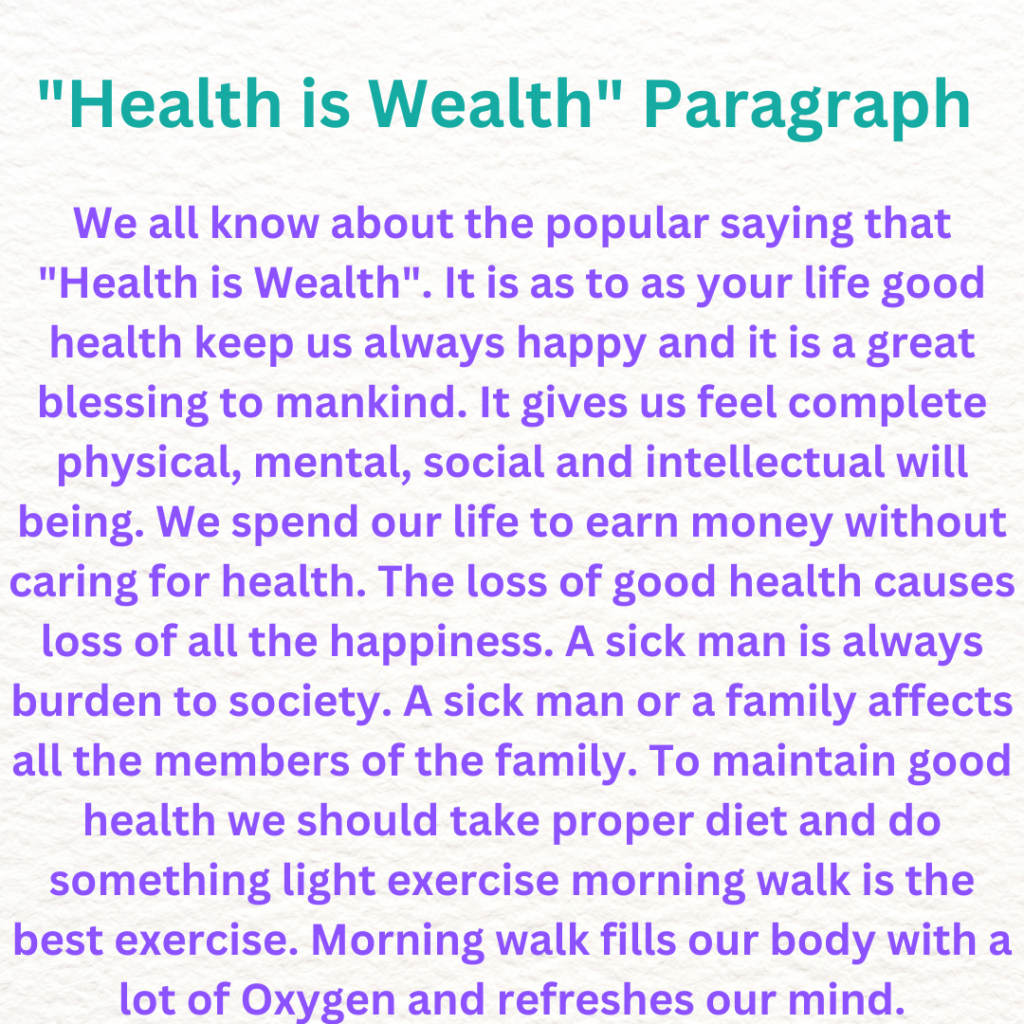 Health is Wealth 